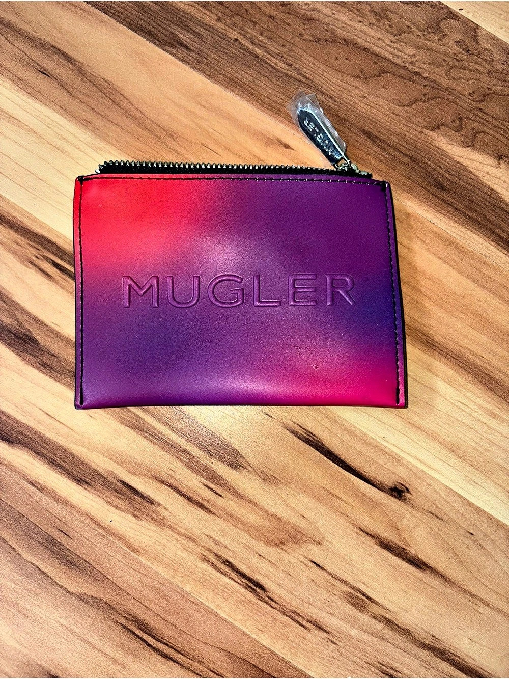 Mugler Gradient Zip Wallet or Cosmetic Pouch in Purple & Pink